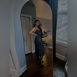 Zara Navy Silk midi dress